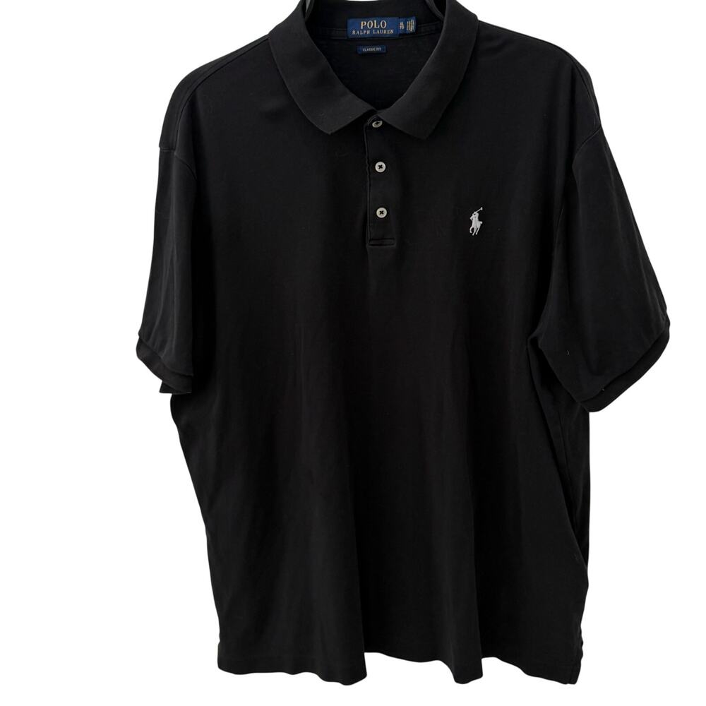 Polo Ralph Lauren Men’s XL Black Classic Fit Short Sleeve Polo Shirt White Pony